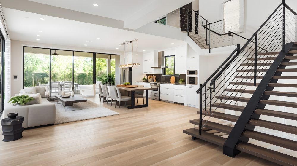 A bright, professionally cleaned open-plan living and dining space